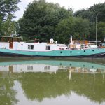 Zum Hausboot umgebaute holländische Tjalk