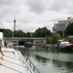 Liegeplatz mit Place de la Bastille in Sichtweite