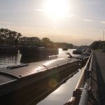 Sunset at lock Merelbeke in Gent