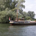 Anchoring Dutch barge in the nature reserve «Biesbosch»