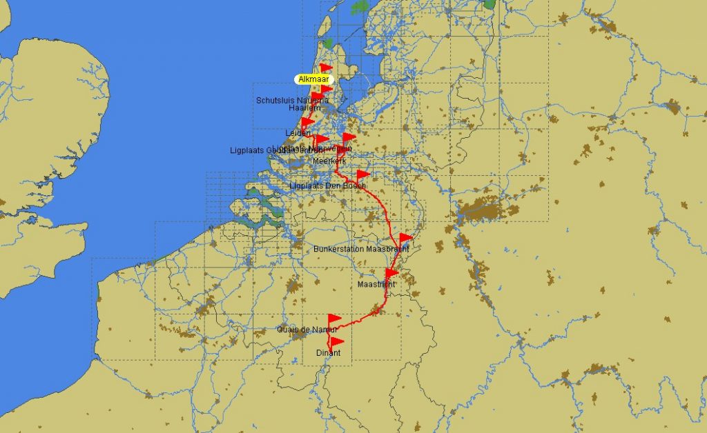 Fahrtroute Alkmaar – Dinant (Bild PC Navigo)